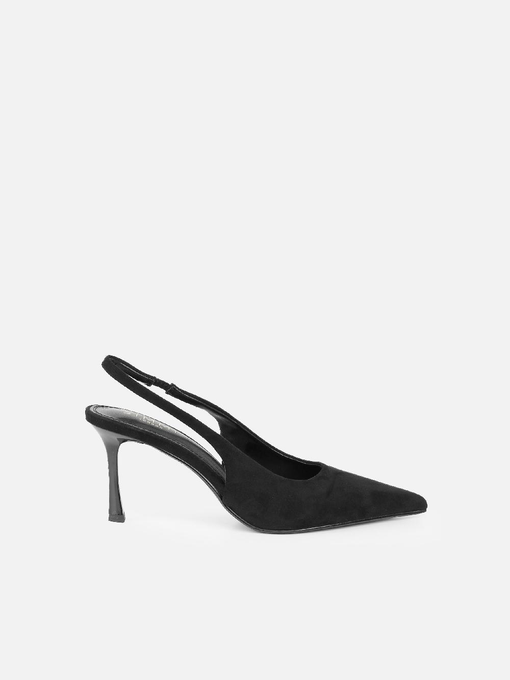 Simmi Black Suede Sling Back Court Shoes