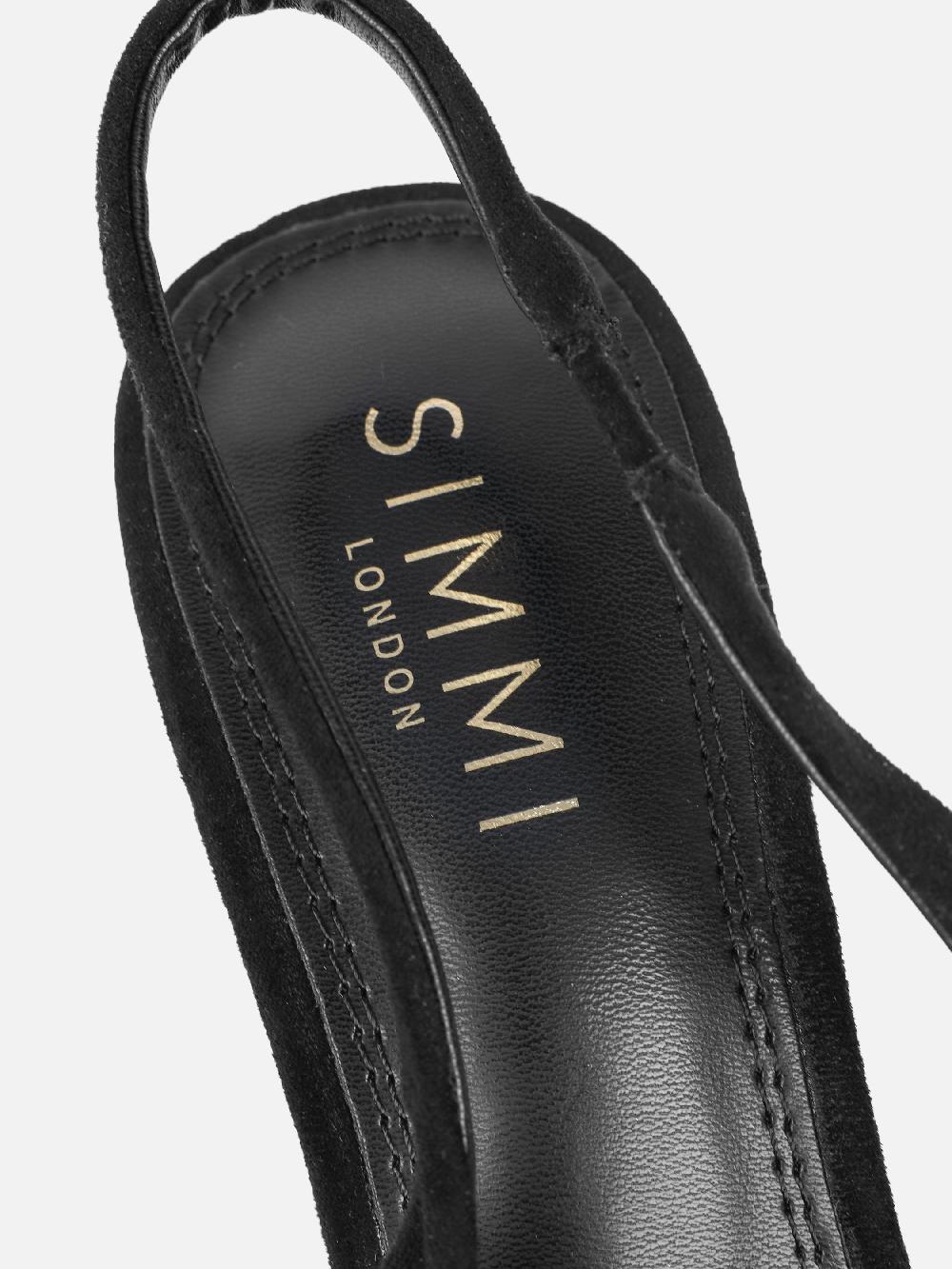Simmi Black Suede Sling Back Court Shoes