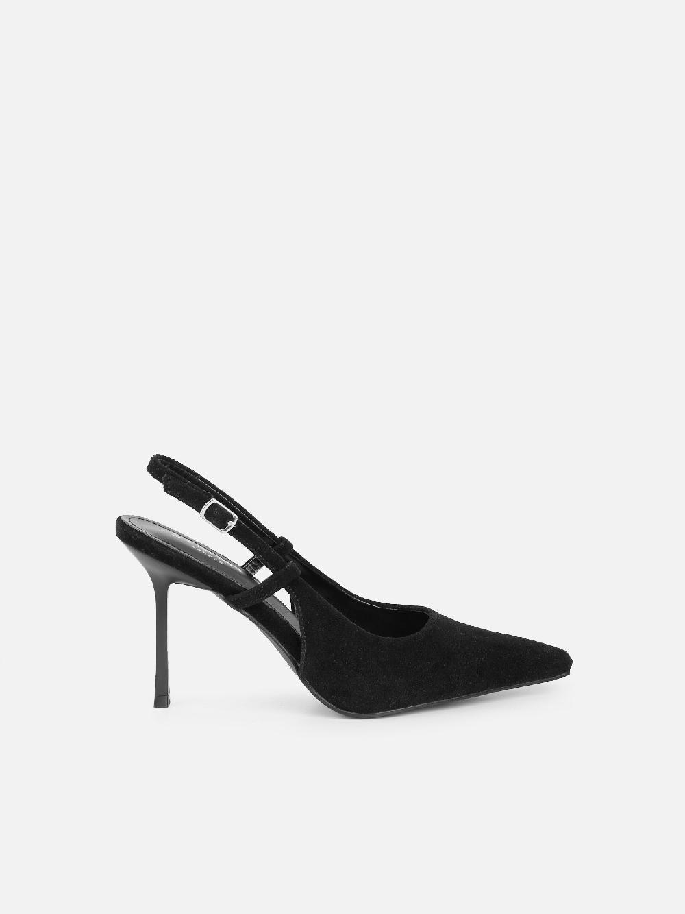 Simmi Black Suede Slingback Court Shoes