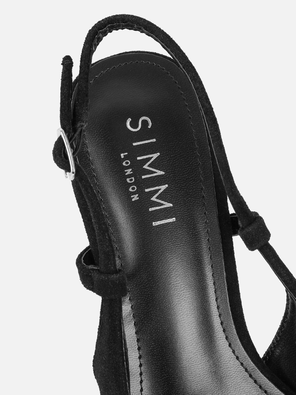 Simmi Black Suede Slingback Court Shoes