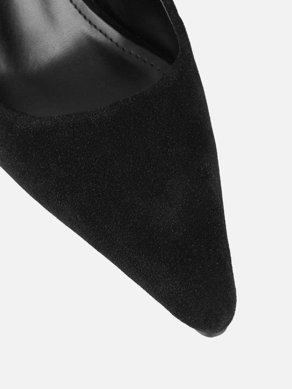 Simmi Black Suede Slingback Court Shoes