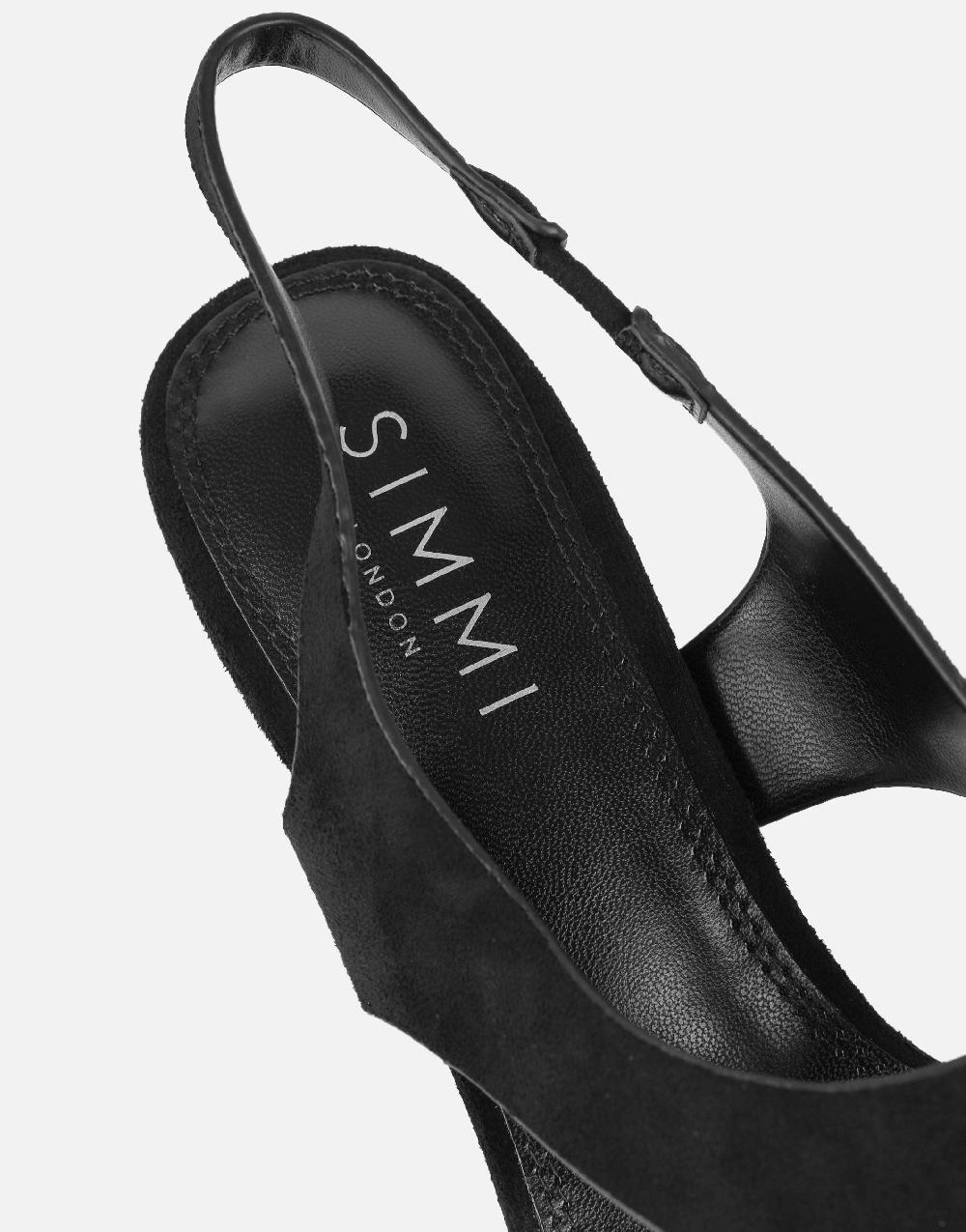 Simmi Black Suede Toe Thong Heeled Sandals
