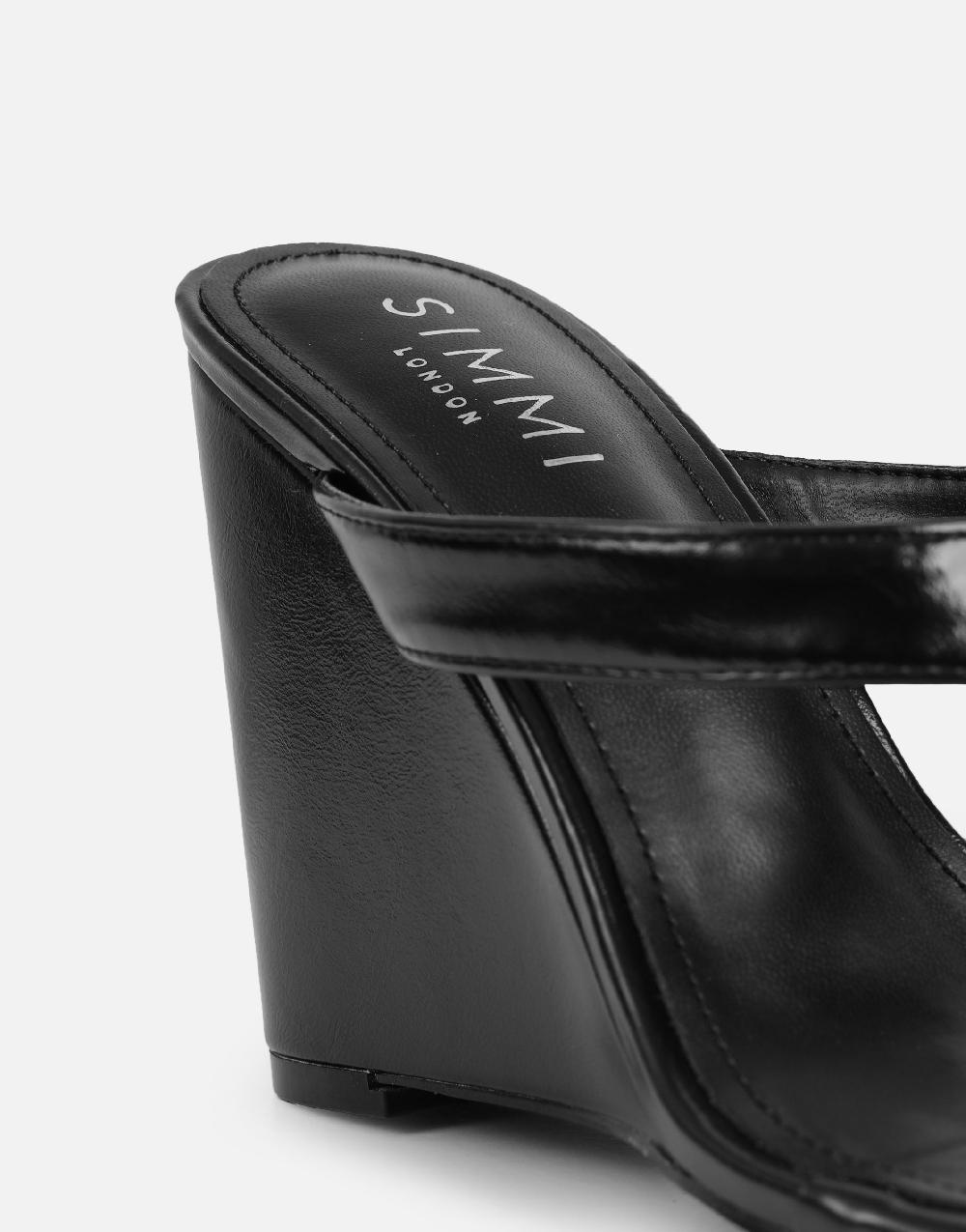 Simmi Black Toe Thong Wedge Sandals