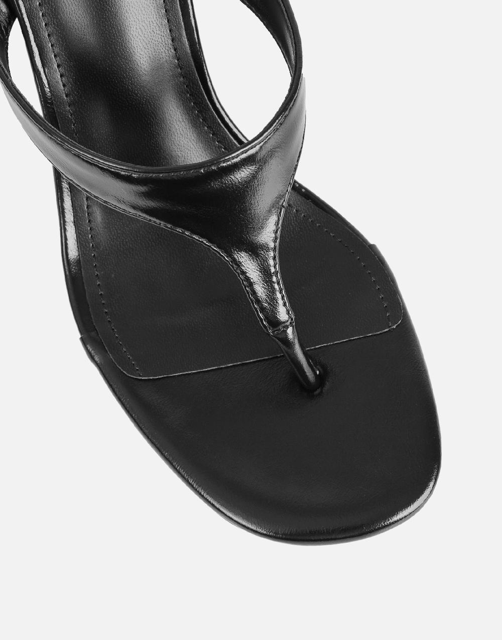 Simmi Black Toe Thong Wedge Sandals