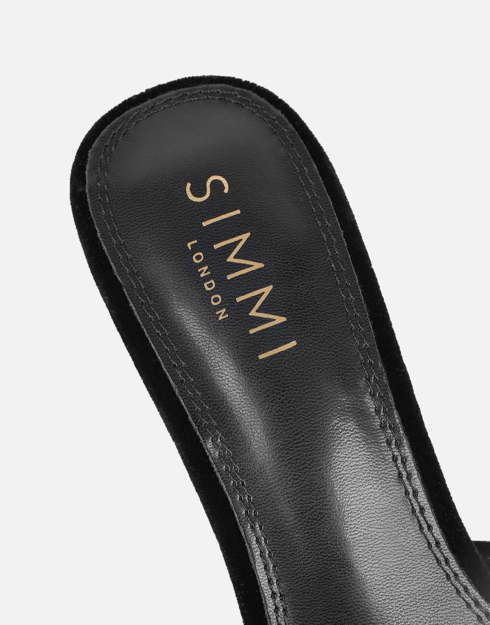 Simmi Black Velvet Bow Mules