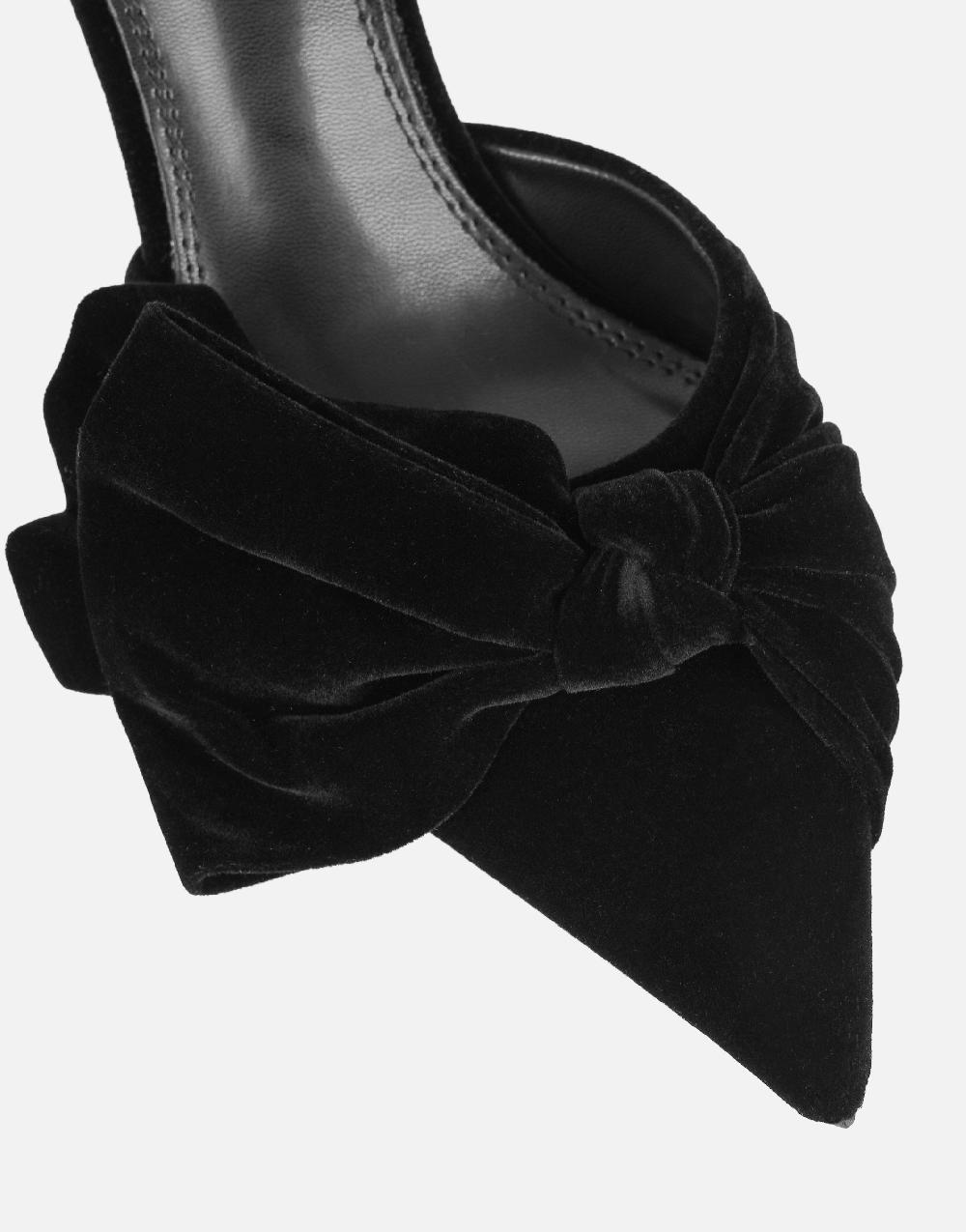Simmi Black Velvet Bow Mules