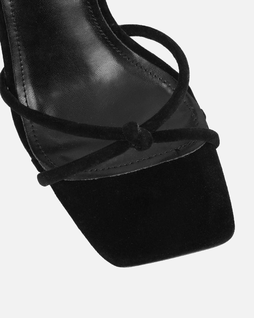 Simmi Black Velvet Heeled Sandals