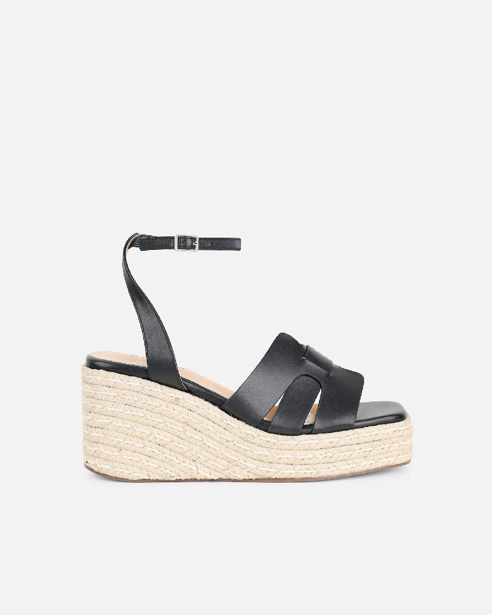Simmi Black Wedge Sandals