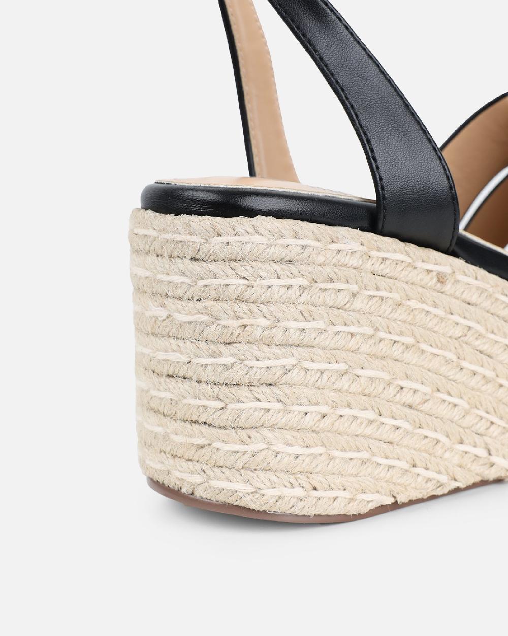 Simmi Black Wedge Sandals