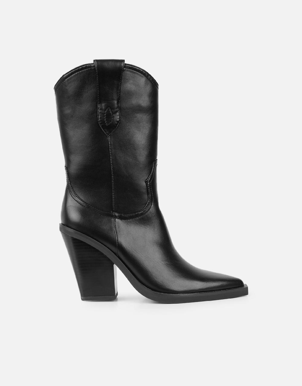 Simmi Black Western Heeled Boots