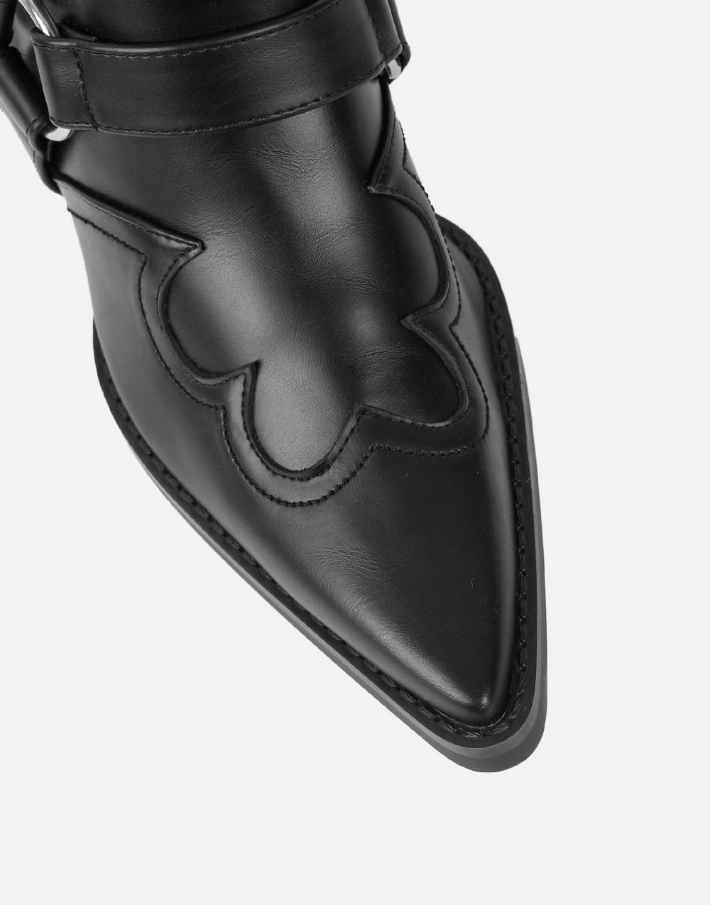 Simmi Black Western Saddled Ankle Boots