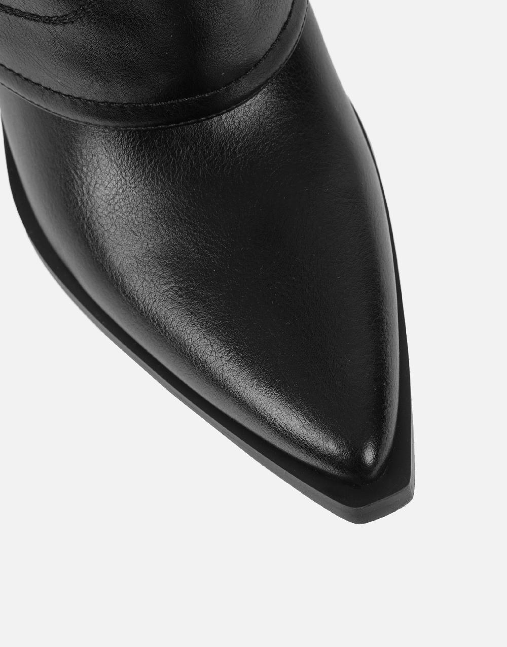 Simmi Black Western Stitch Detail Heeled Boots