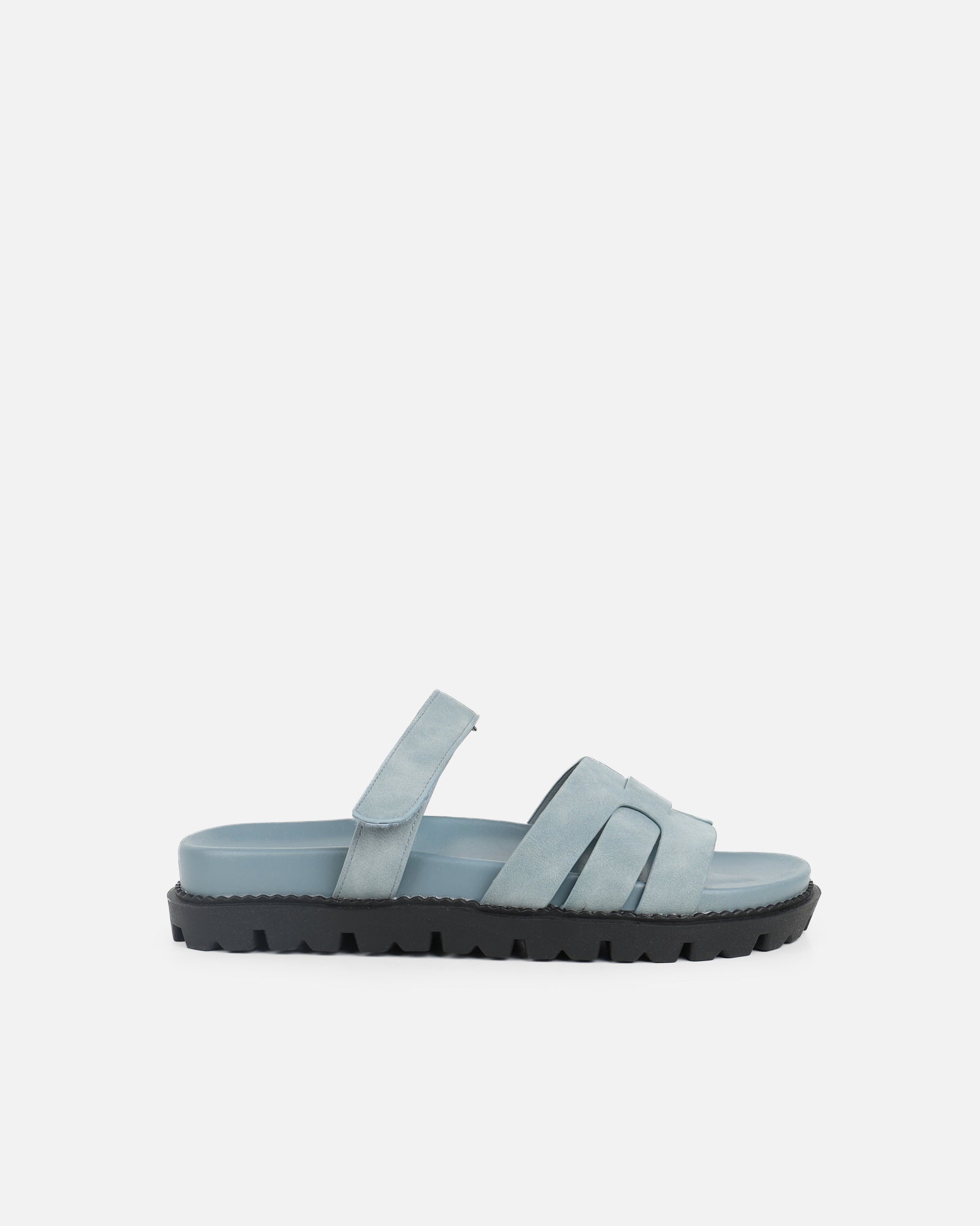 Simmi Blue Nubuck Chunky Footbed Slides