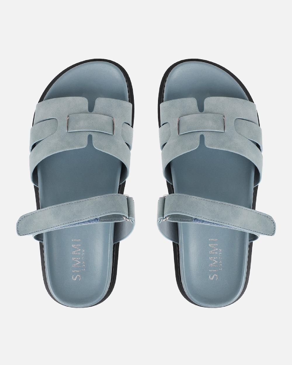 Simmi Blue Nubuck Chunky Footbed Slides