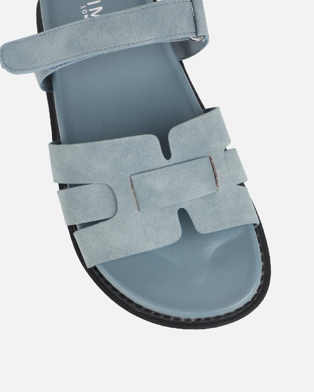 Simmi Blue Nubuck Chunky Footbed Slides