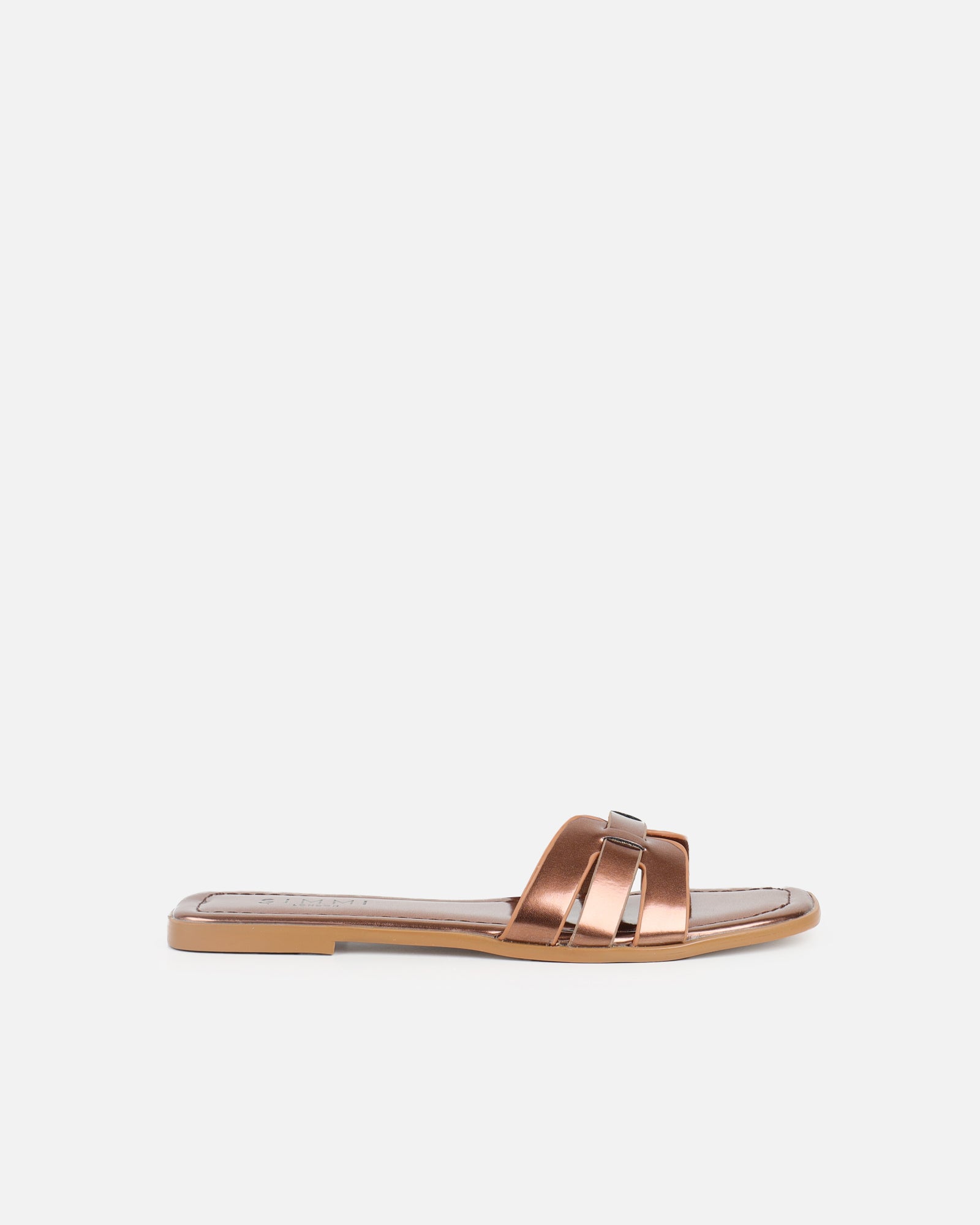 Simmi Bronze Metallic Slip On Flat Sandals