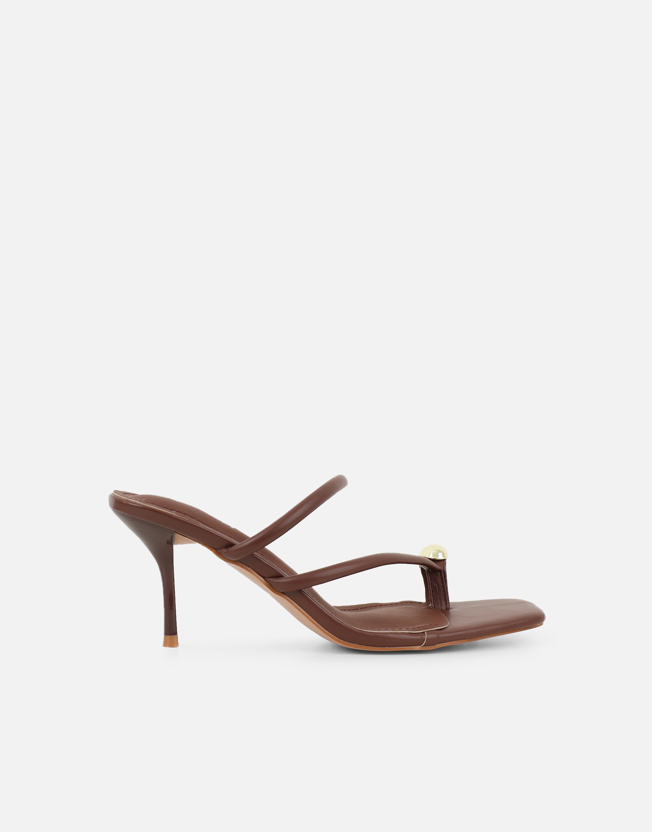 Simmi Brown Gold Toe Post Detail Mules