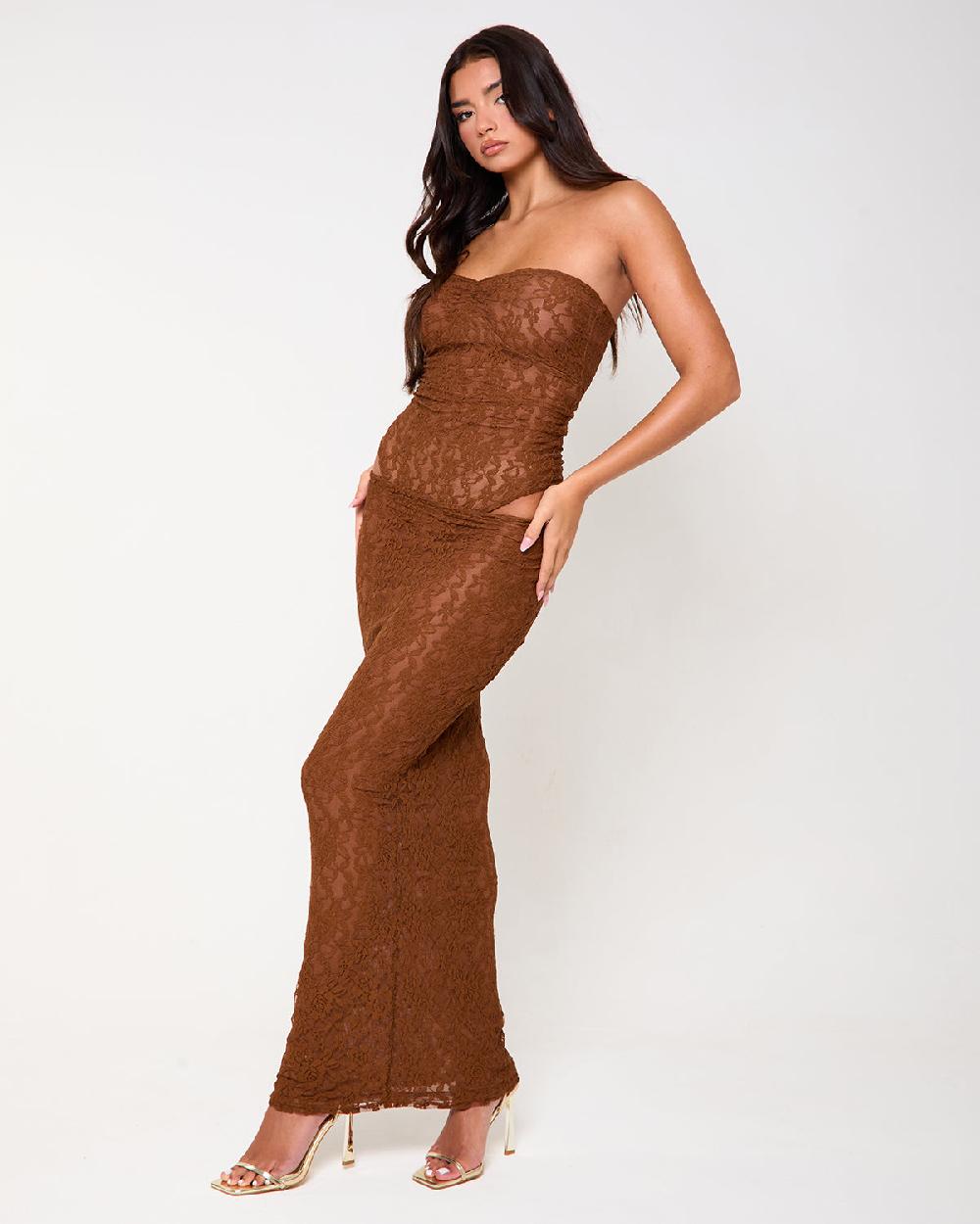 Simmi Brown Lace Two Piece Set