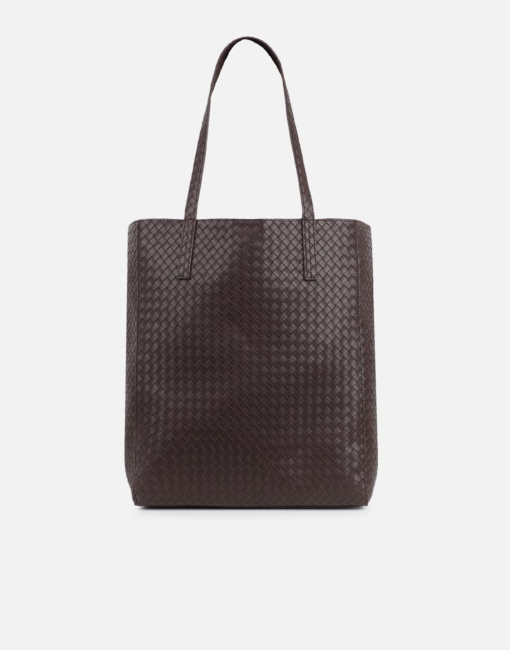 Simmi Brown Large Woven Large Tote Bag