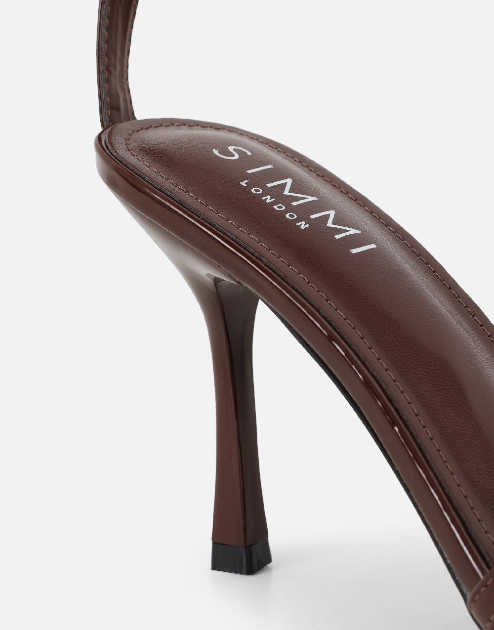 Simmi Brown Patent Heeled Sandals