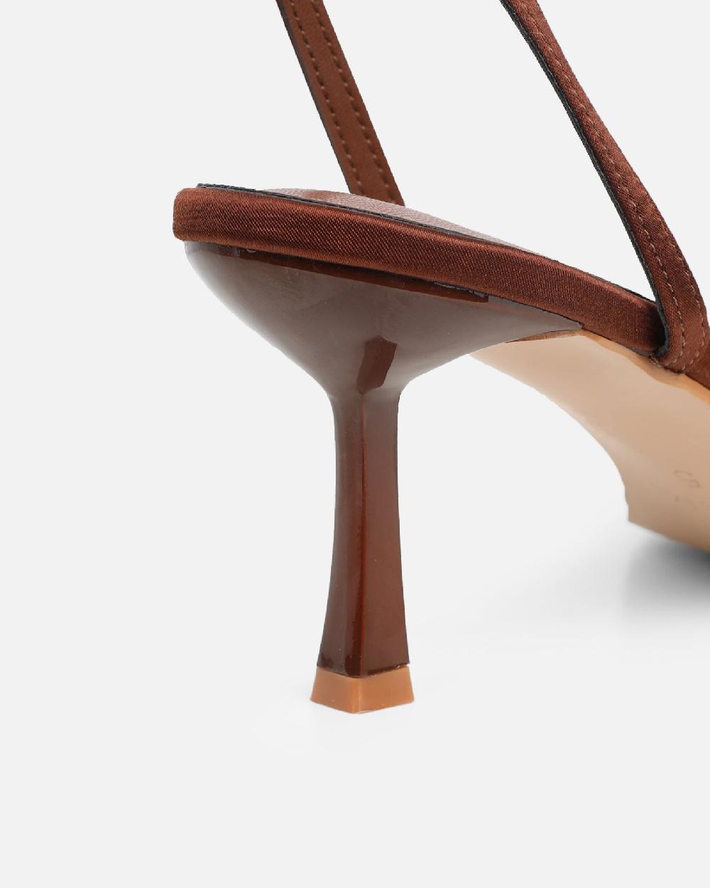 Simmi Brown Satin Bow Low Heeled Sandals