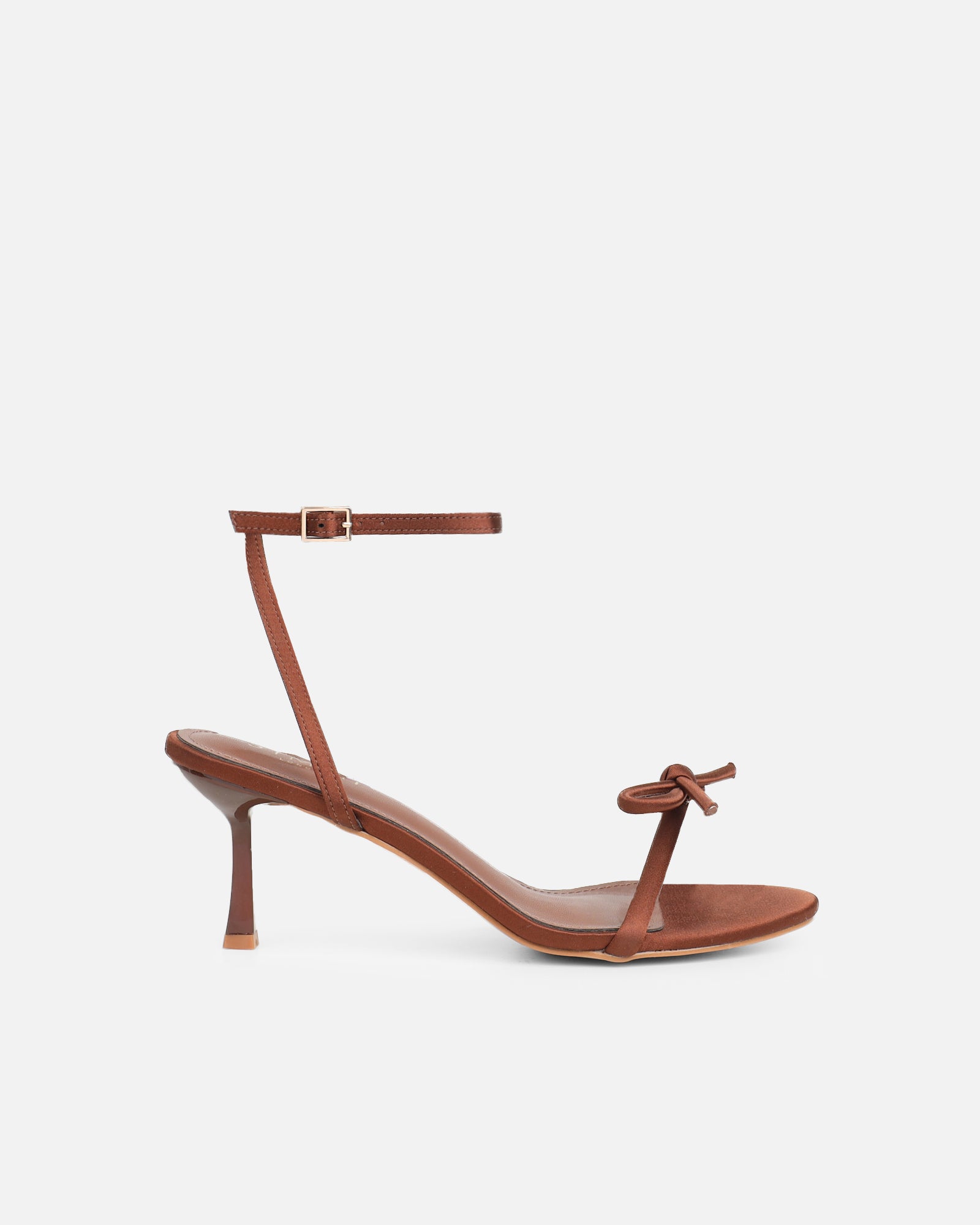 Simmi Brown Satin Bow Low Heeled Sandals