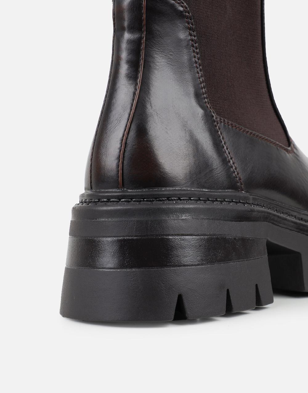 Simmi Brown Sock Chunky Ankle Boots