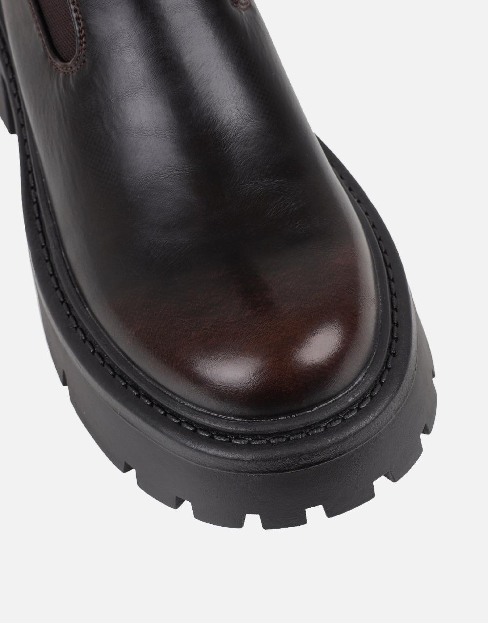 Simmi Brown Sock Chunky Ankle Boots