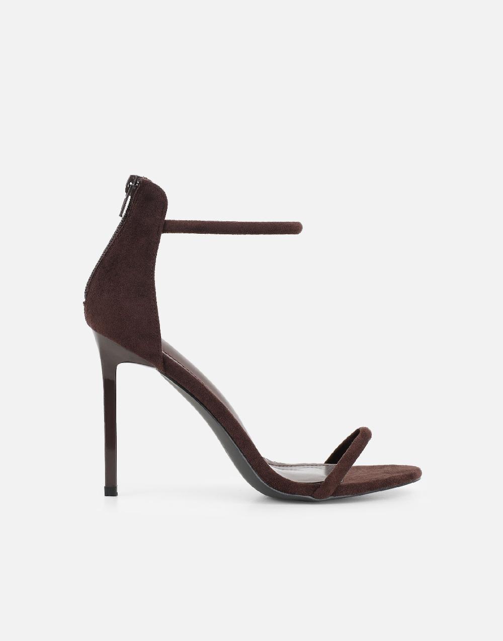 Simmi Brown Suede Barely There Heeled Sandals