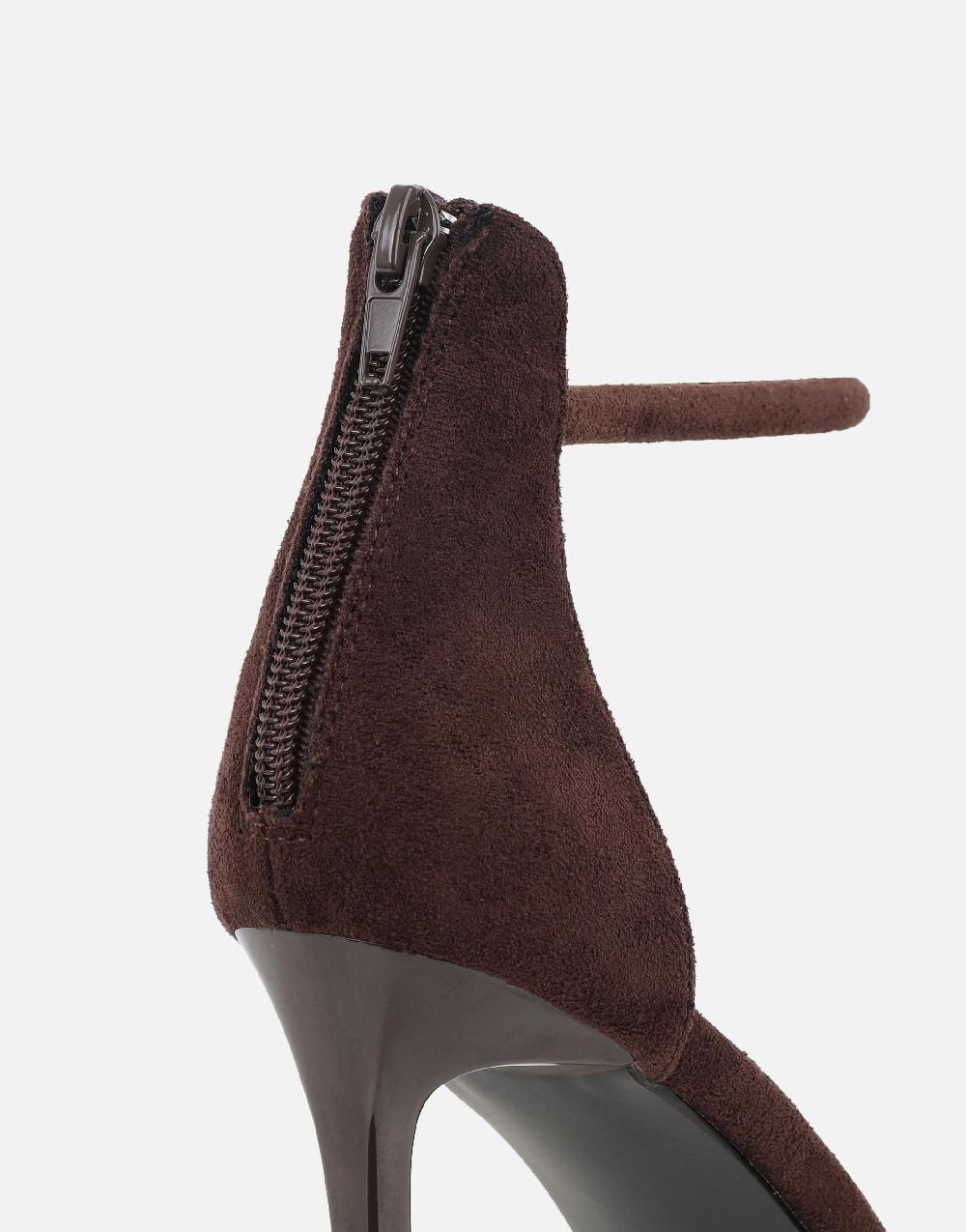 Simmi Brown Suede Barely There Heeled Sandals