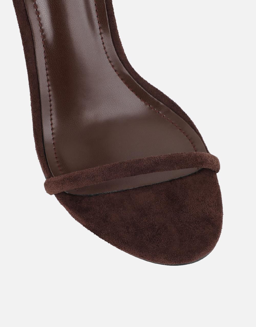 Simmi Brown Suede Barely There Heeled Sandals