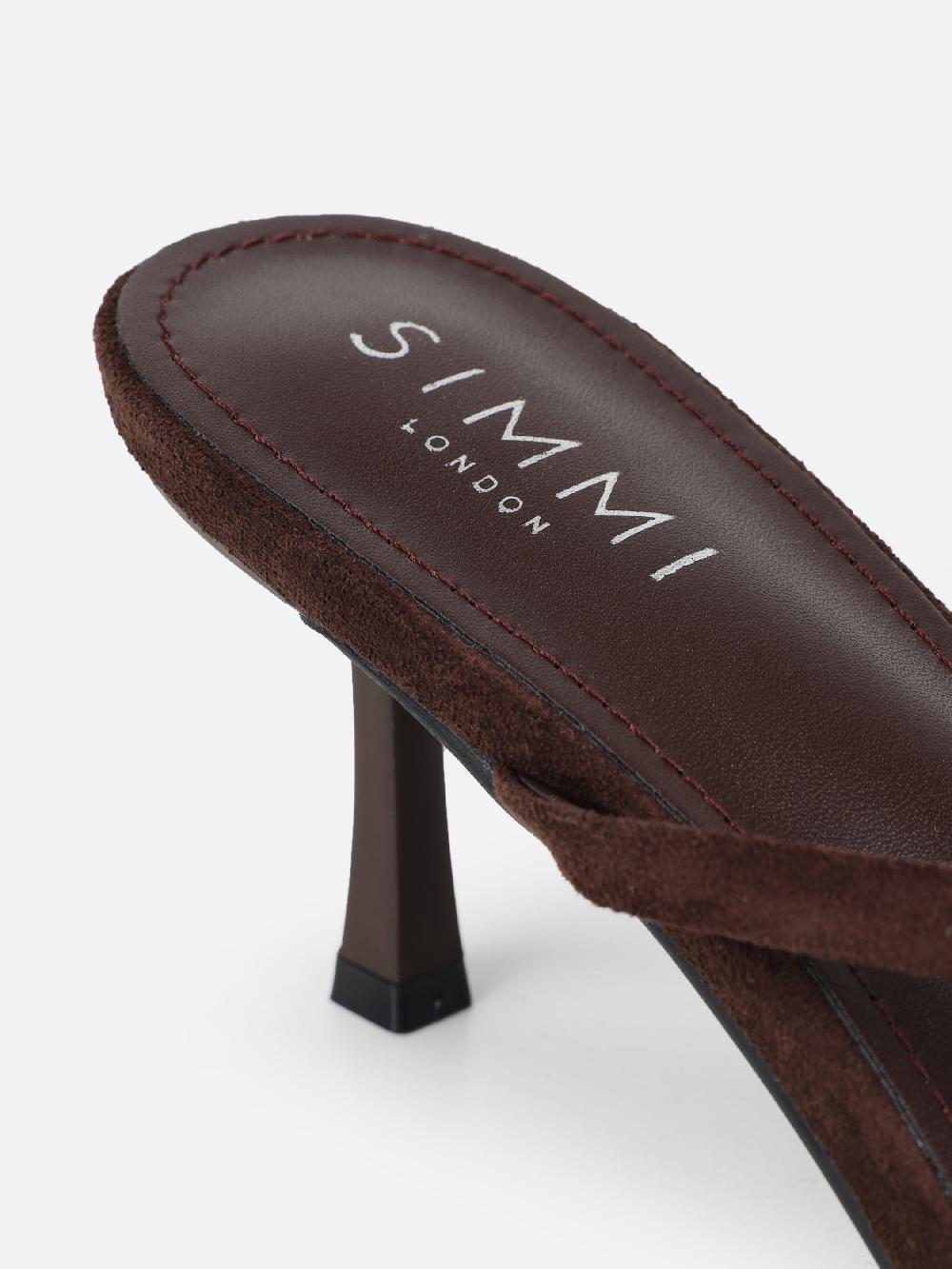 Simmi Brown Suede Knot Detail Heeled Sandals