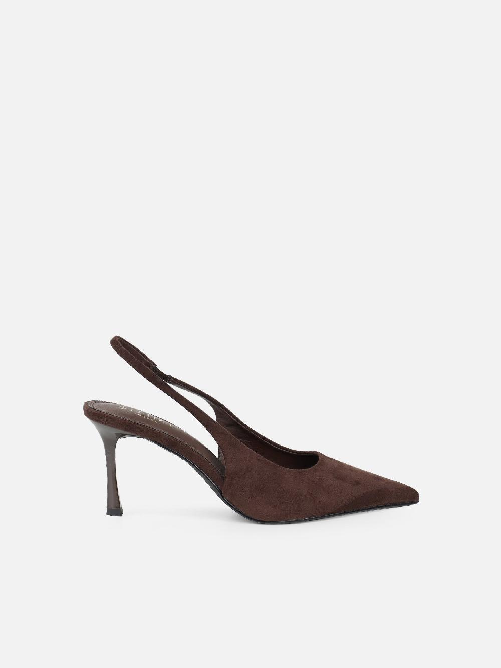 Simmi Brown Suede Sling Back Court Shoes