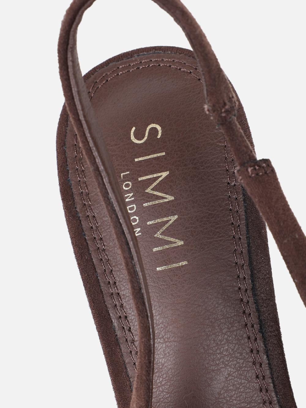 Simmi Brown Suede Sling Back Court Shoes