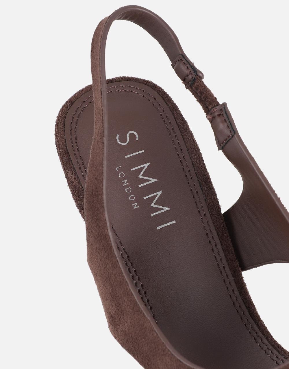 Simmi Brown Suede Toe Thong Heeled Sandals