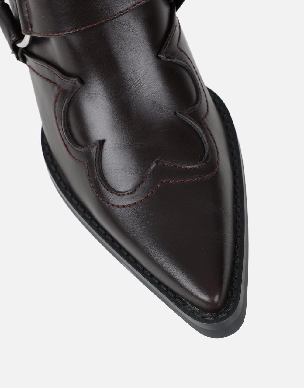 Simmi Brown Western Saddled Ankle Boots