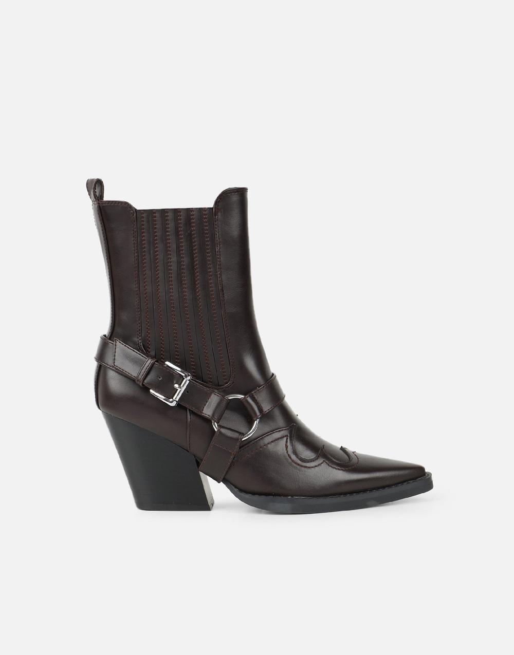 Simmi Brown Western Saddled Ankle Boots