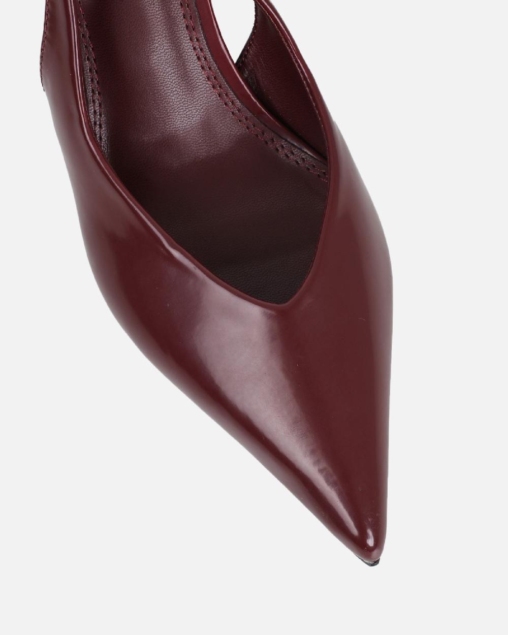 Simmi Burgundy Box Slingback Court Shoes