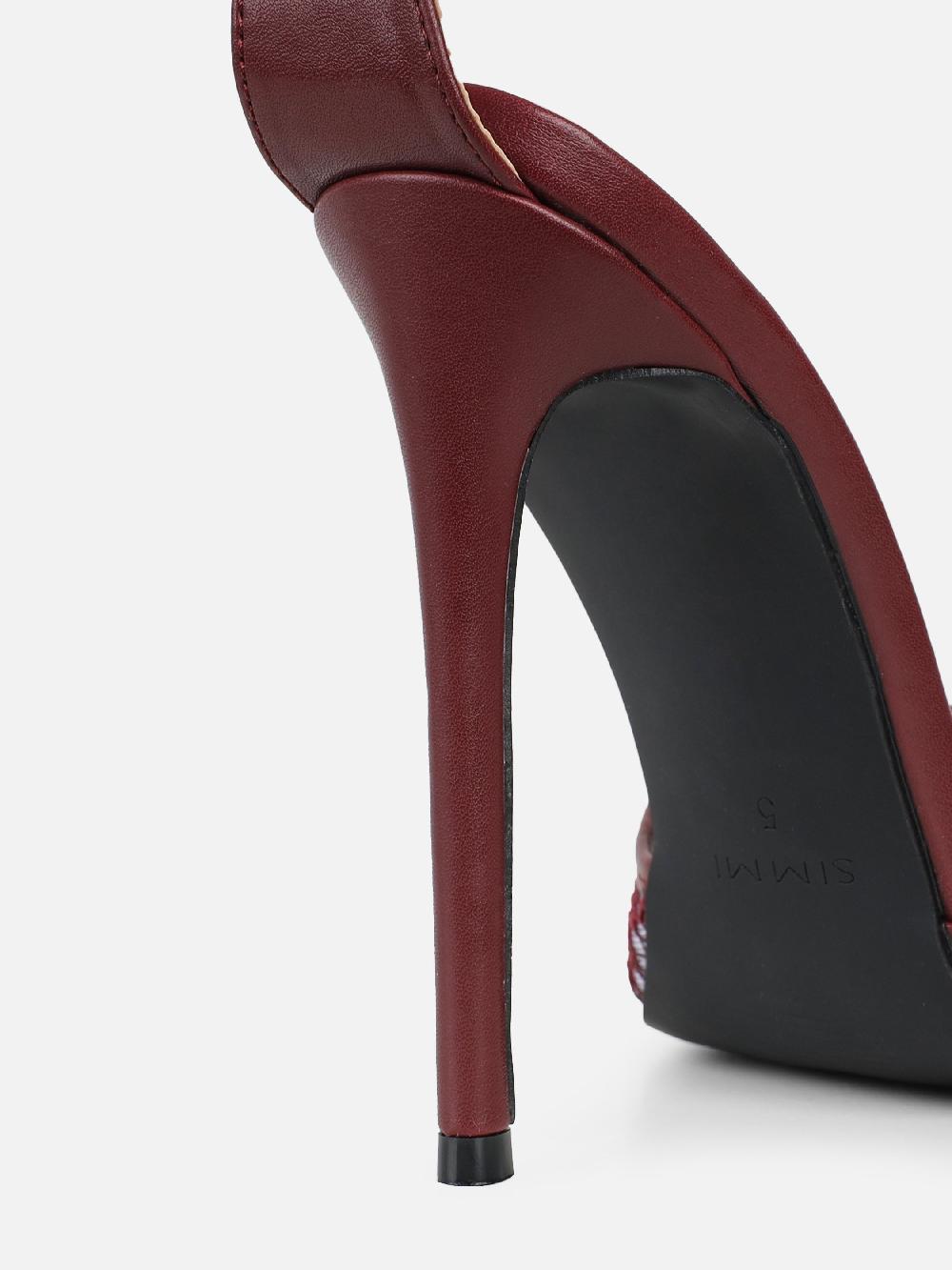 Simmi Burgundy Lace Heeled Sandals