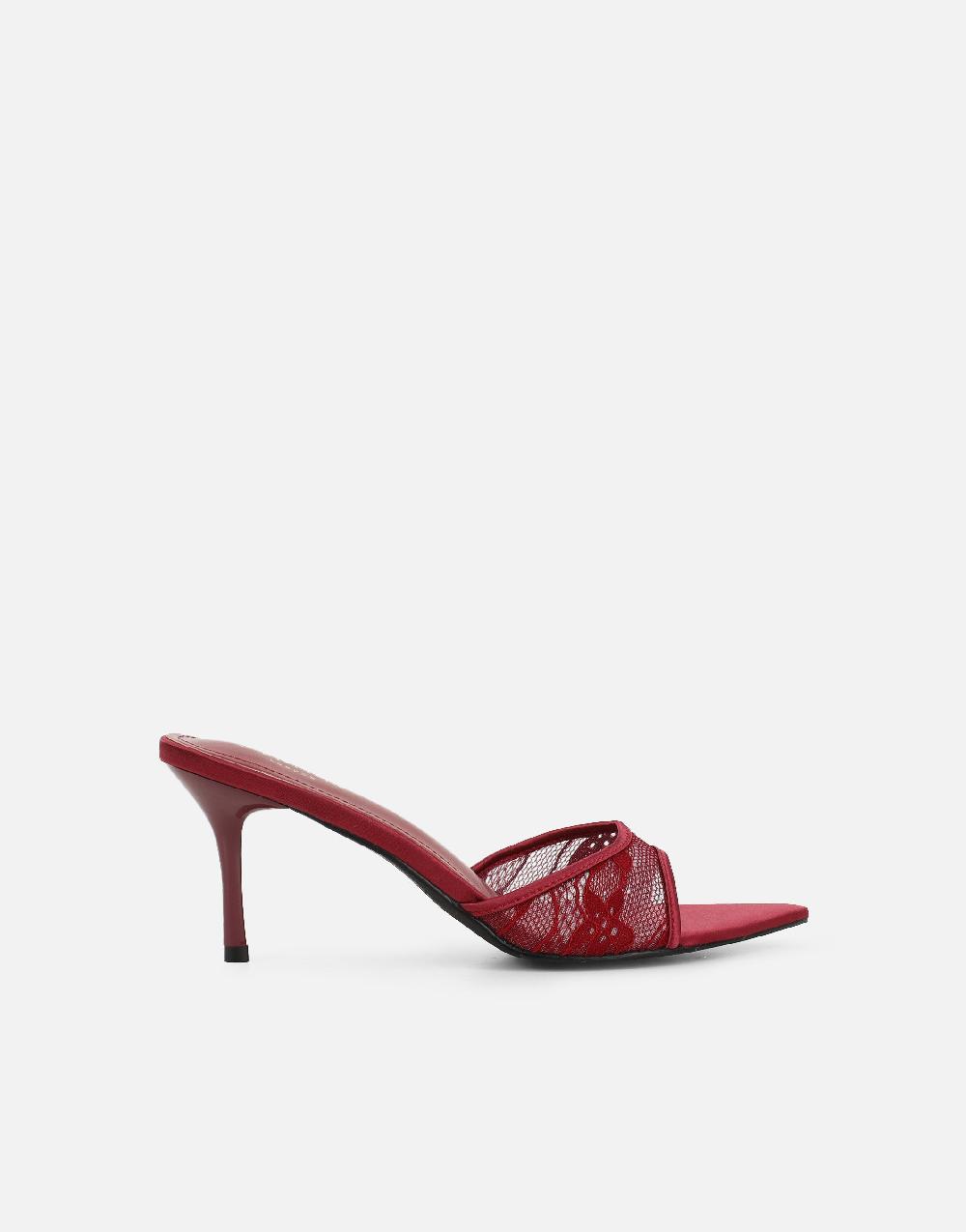 Simmi Burgundy Lace Mules