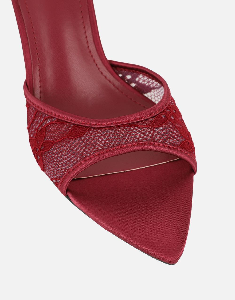 Simmi Burgundy Lace Mules