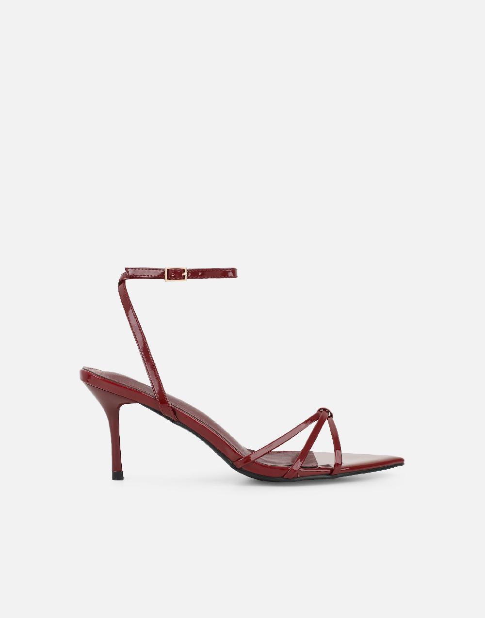 Simmi Burgundy Patent Strappy Heeled Sandals