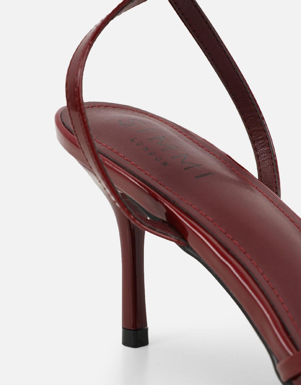 Simmi Burgundy Patent Strappy Heeled Sandals