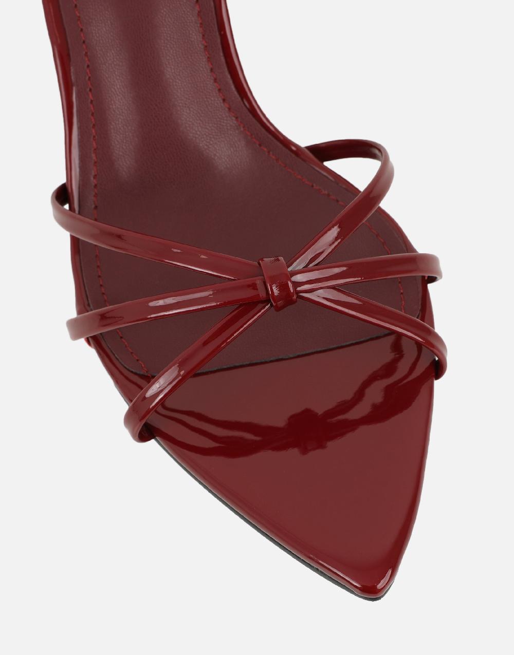 Simmi Burgundy Patent Strappy Heeled Sandals
