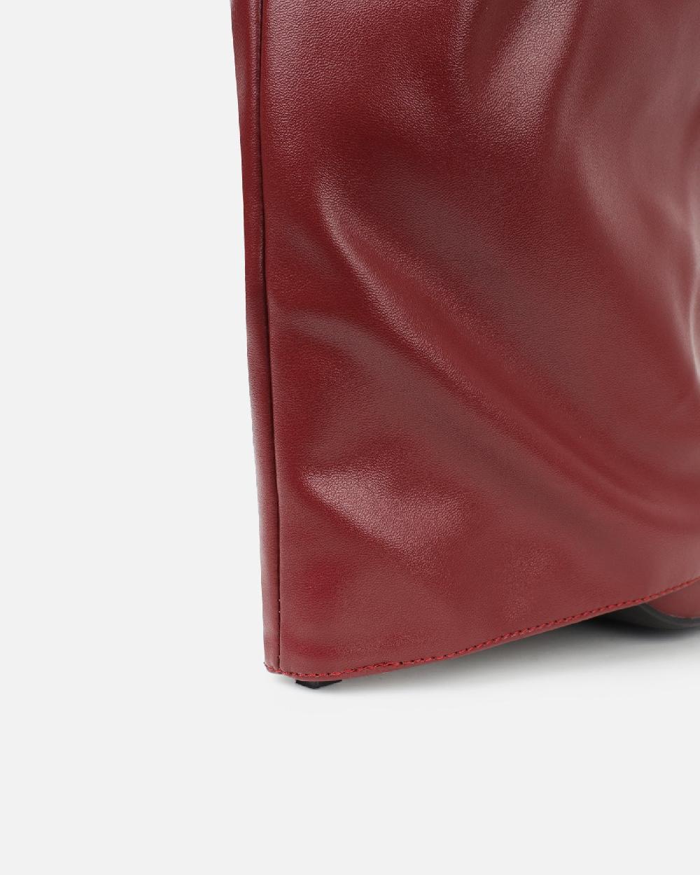 Simmi Burgundy Ruched Fold Over Knee High Boots