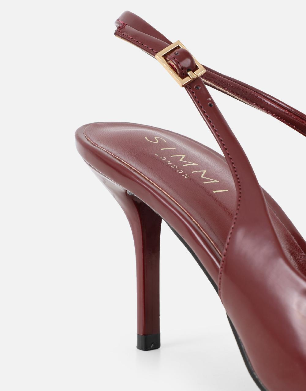 Simmi Burgundy Slingback Court Shoes
