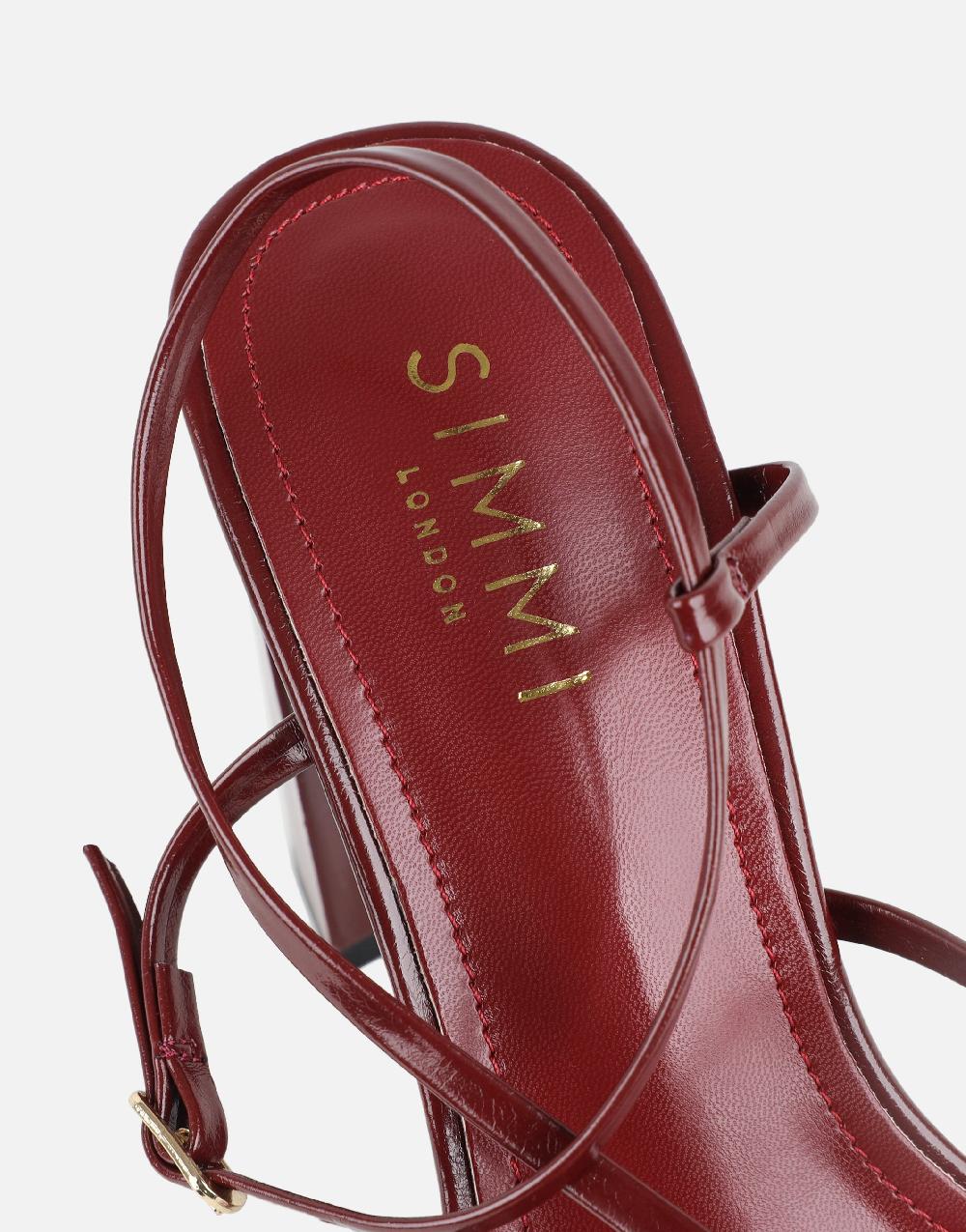 Simmi Burgundy Strappy Block Heeled Sandals