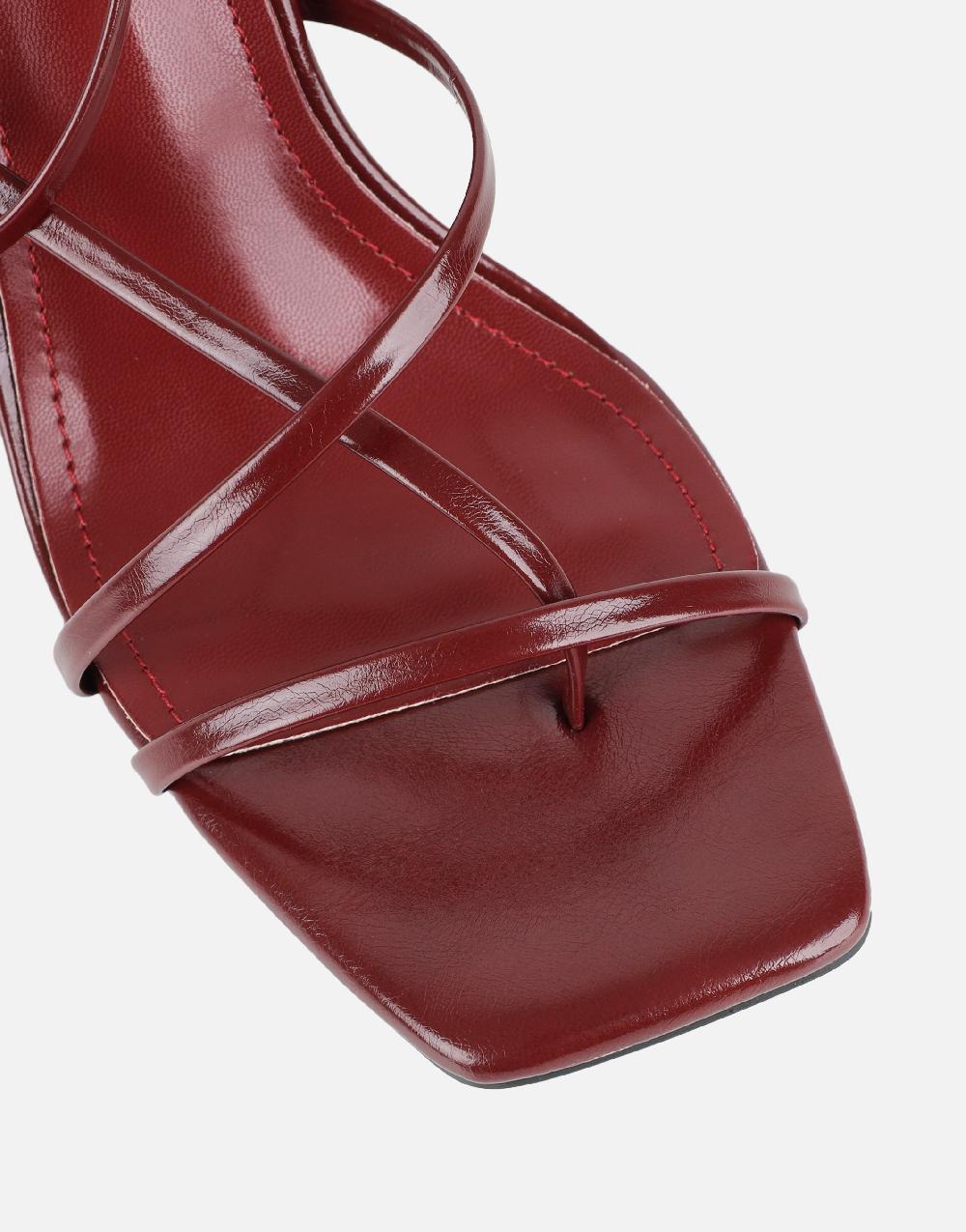 Simmi Burgundy Strappy Block Heeled Sandals