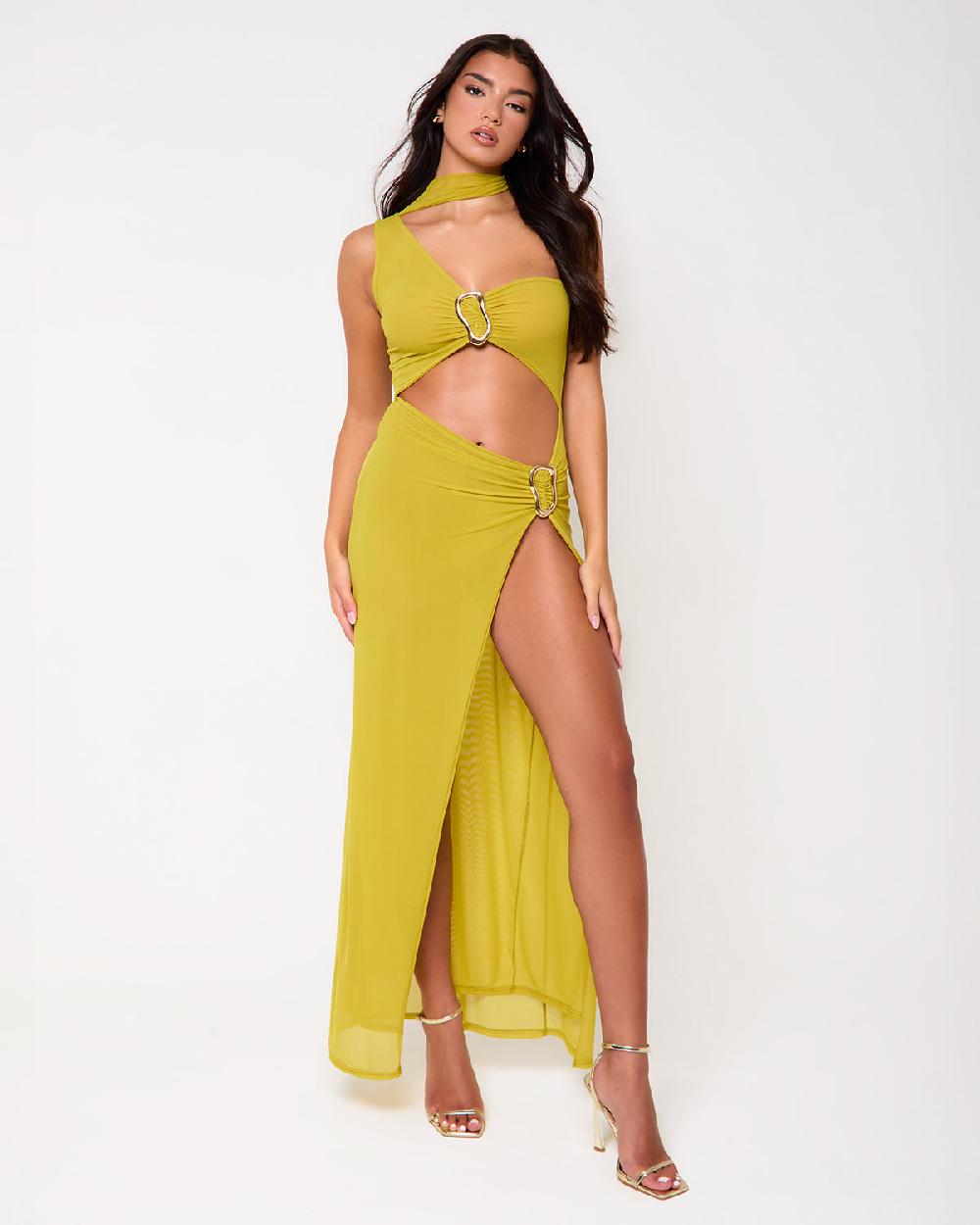 Simmi Chartreuse Trim Detail Maxi Dress