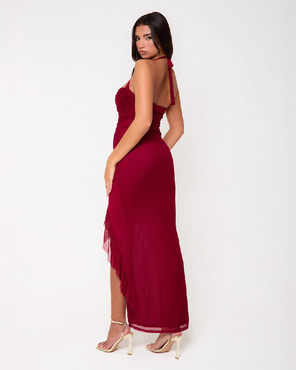 Simmi Cherry Red Halterneck Maxi Dress